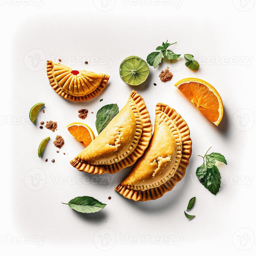 Bring a touch of sophistication to your food-related projects with our Empanadas on a white background. Showcase the rich flavors and diversity of Latin American cuisine photo