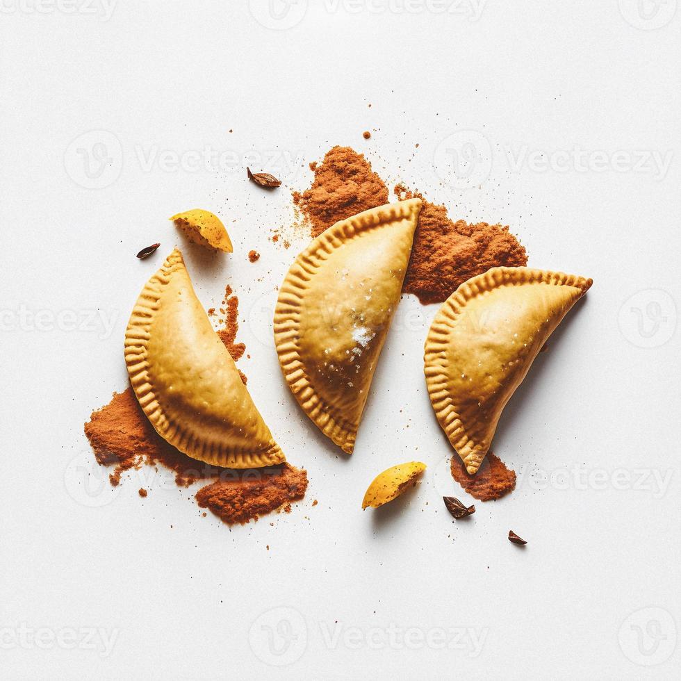 Bring a touch of sophistication to your food-related projects with our Empanadas on a white background. Showcase the rich flavors and diversity of Latin American cuisine photo