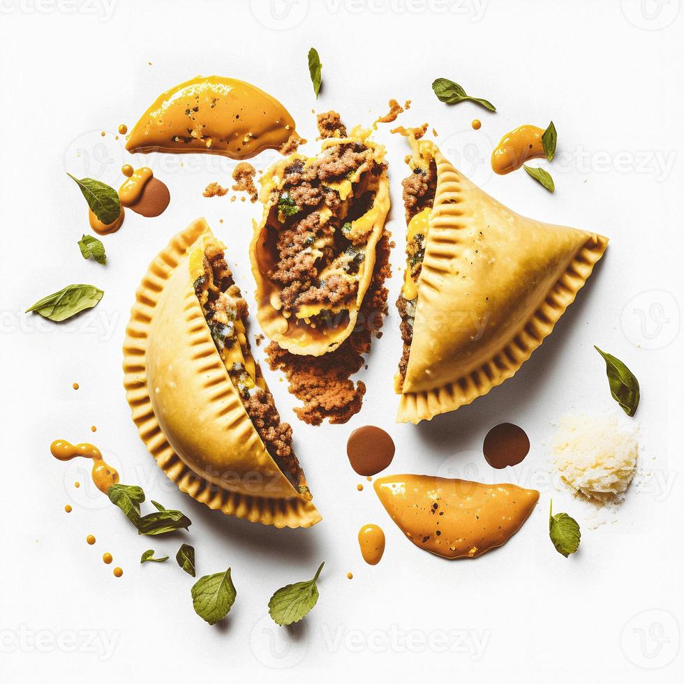 Bring a touch of sophistication to your food-related projects with our Empanadas on a white background. Showcase the rich flavors and diversity of Latin American cuisine photo