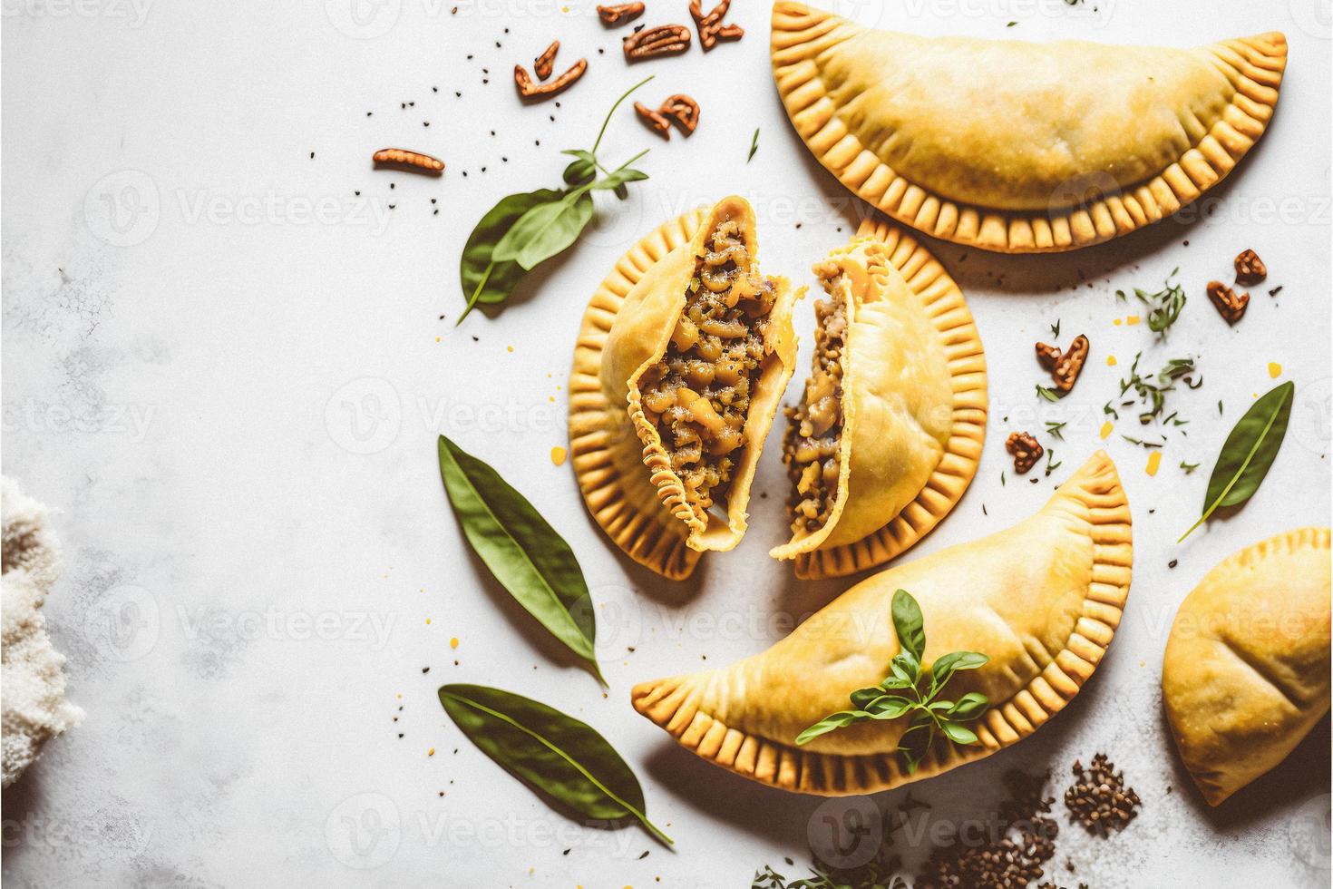 Bring a touch of sophistication to your food-related projects with our Empanadas on a white background. Showcase the rich flavors and diversity of Latin American cuisine photo