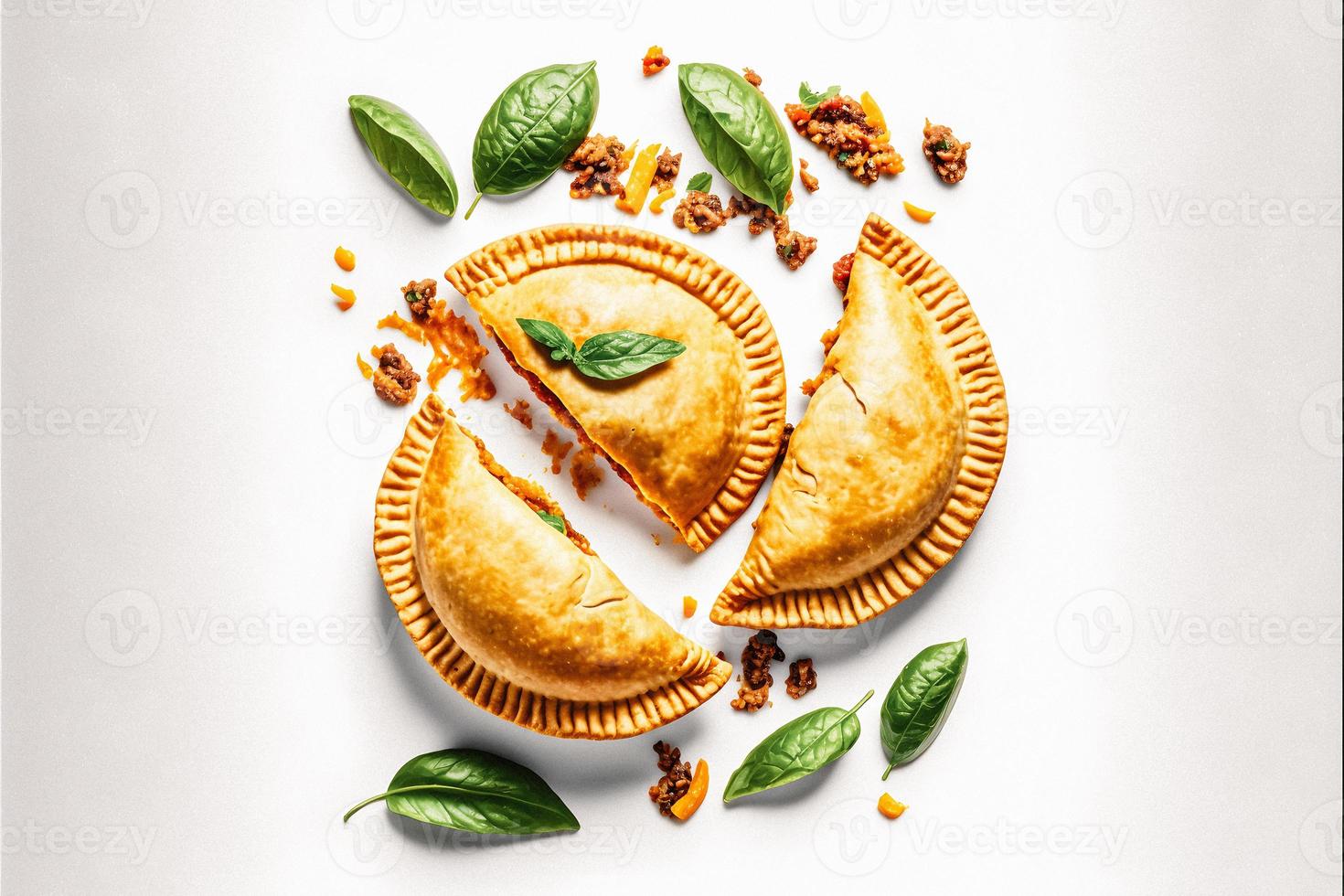 Bring a touch of sophistication to your food-related projects with our Empanadas on a white background. Showcase the rich flavors and diversity of Latin American cuisine photo