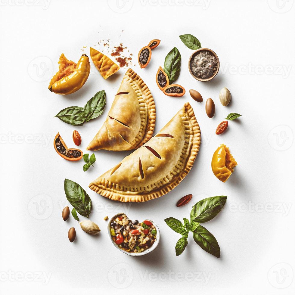 Bring a touch of sophistication to your food-related projects with our Empanadas on a white background. Showcase the rich flavors and diversity of Latin American cuisine photo