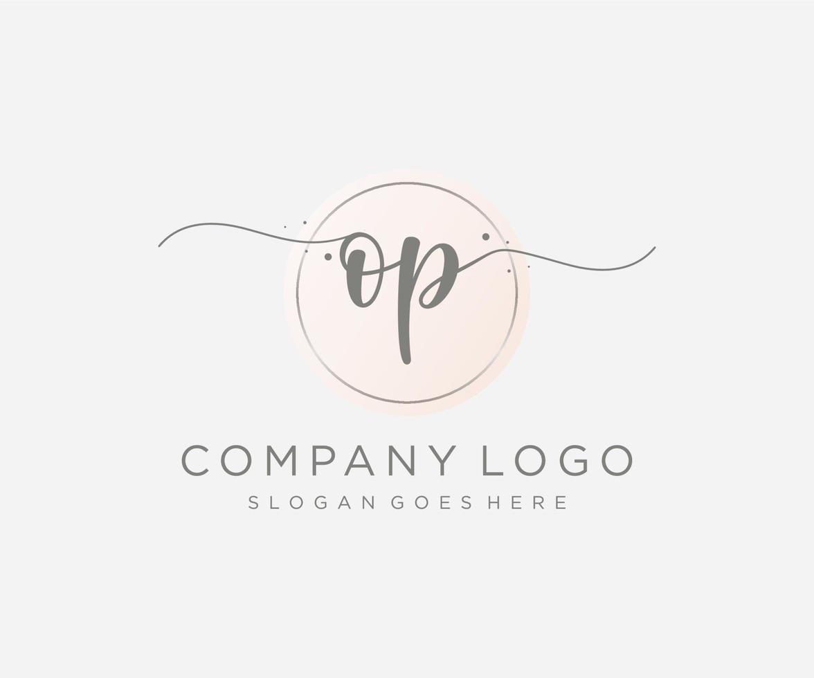 Initial OP feminine logo. Usable for Nature, Salon, Spa, Cosmetic and Beauty Logos. Flat Vector Logo Design Template Element.