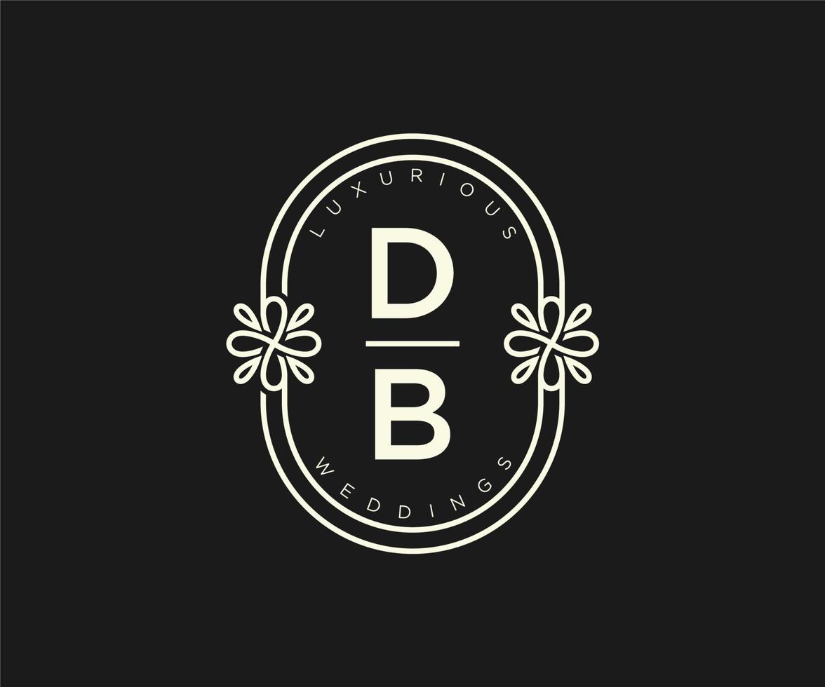 DB Initials letter Wedding monogram logos template, hand drawn modern minimalistic and floral templates for Invitation cards, Save the Date, elegant identity. vector