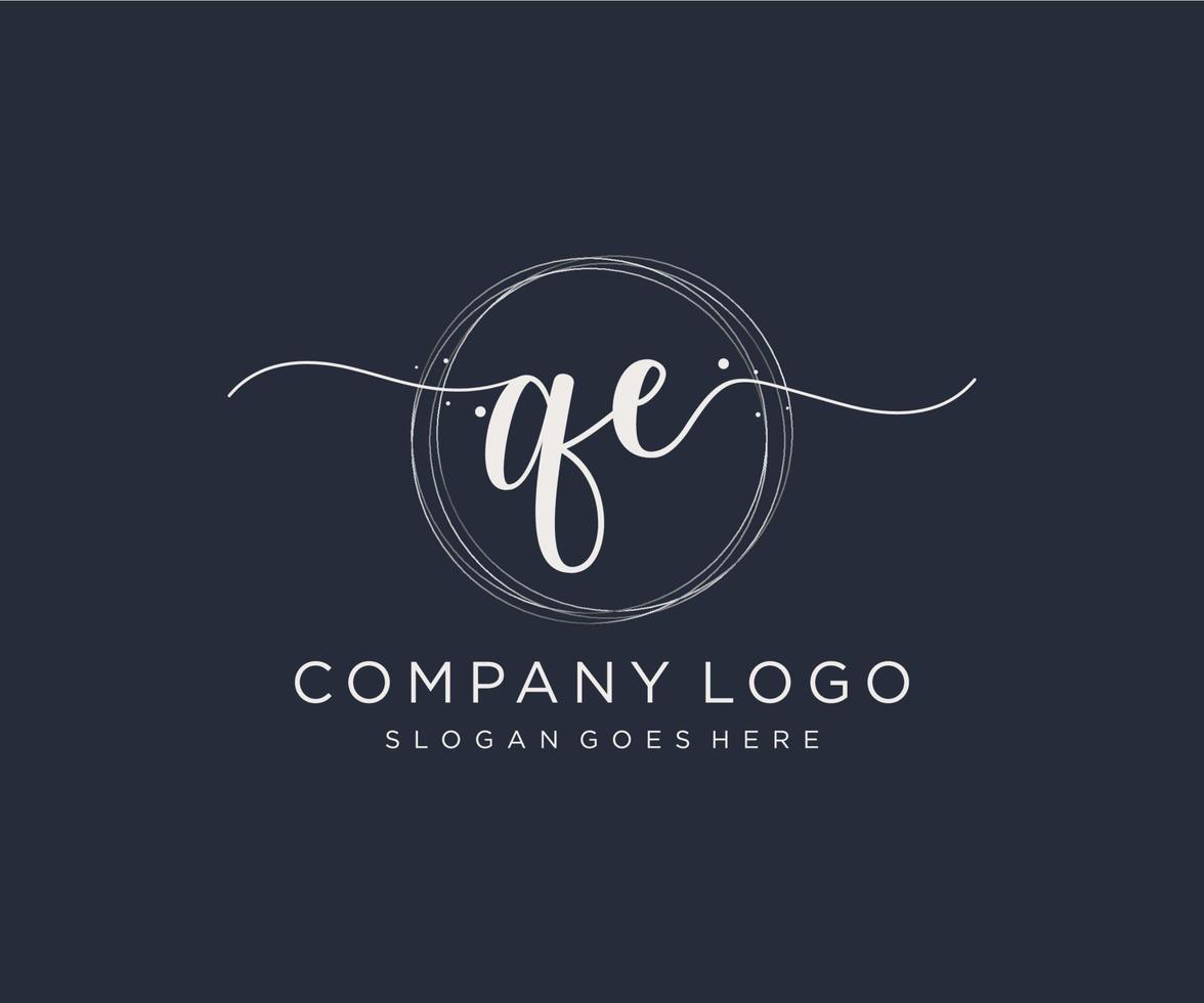 Initial QE feminine logo. Usable for Nature, Salon, Spa, Cosmetic and Beauty Logos. Flat Vector Logo Design Template Element.