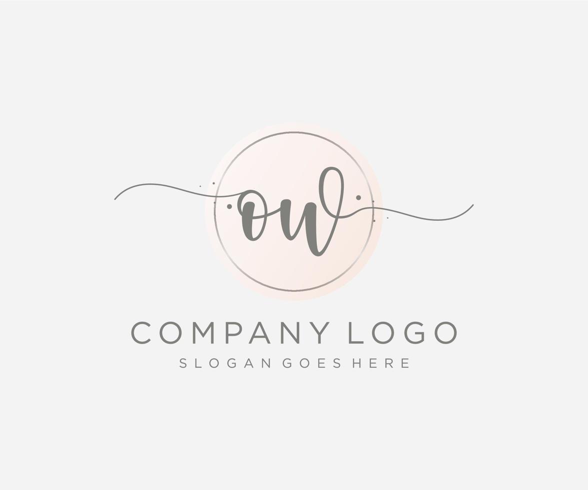 Initial OW feminine logo. Usable for Nature, Salon, Spa, Cosmetic and Beauty Logos. Flat Vector Logo Design Template Element.