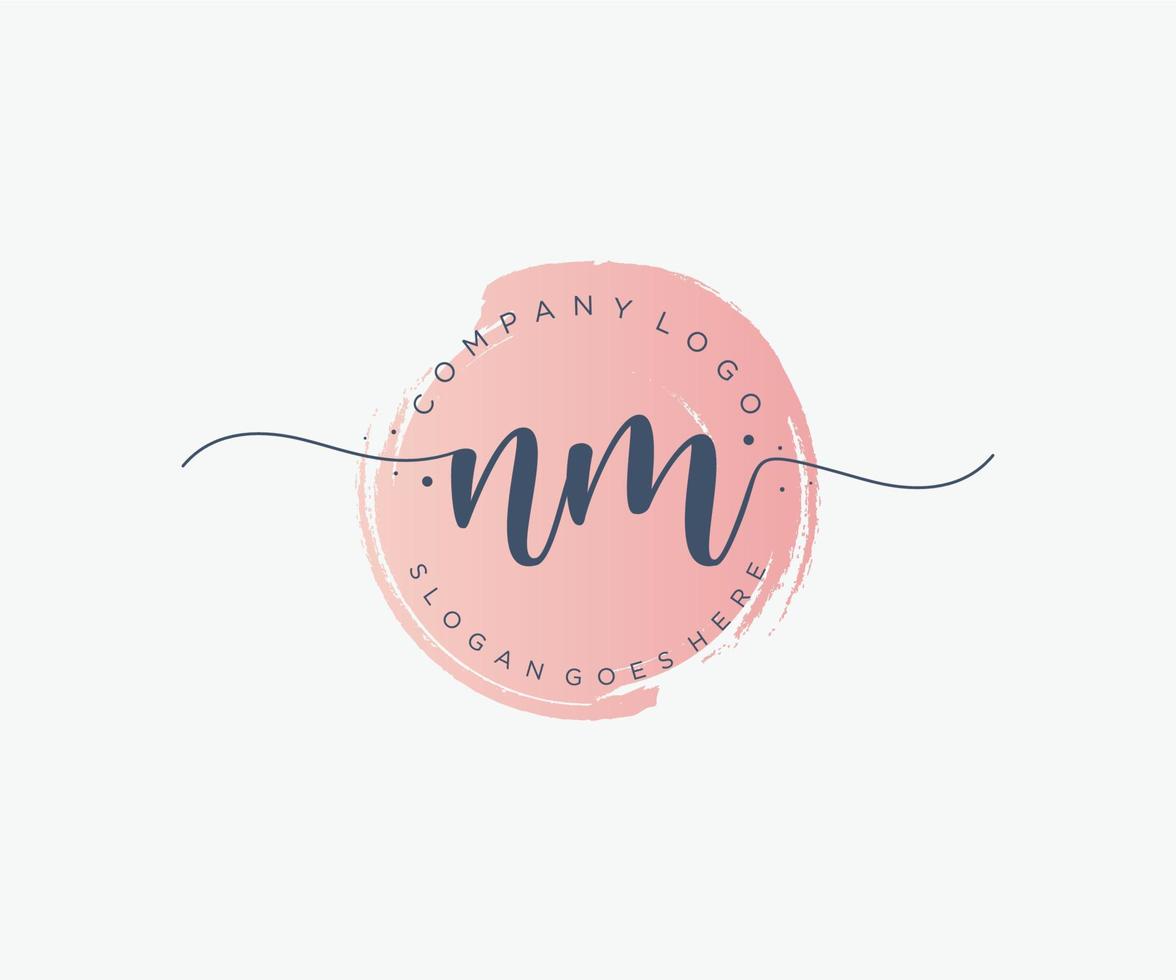 Initial NM feminine logo. Usable for Nature, Salon, Spa, Cosmetic and Beauty Logos. Flat Vector Logo Design Template Element.