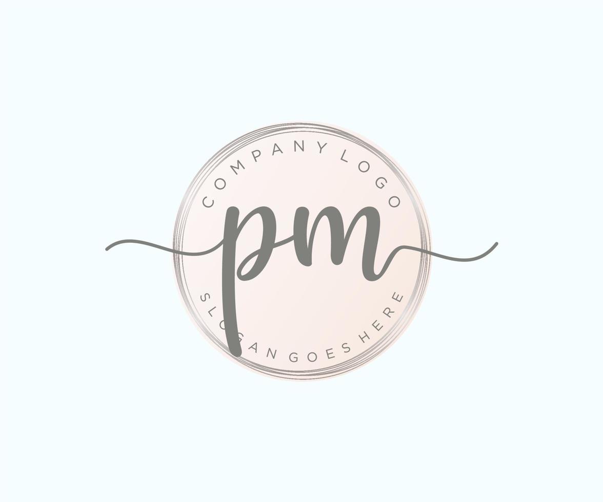 Initial PM feminine logo. Usable for Nature, Salon, Spa, Cosmetic and Beauty Logos. Flat Vector Logo Design Template Element.