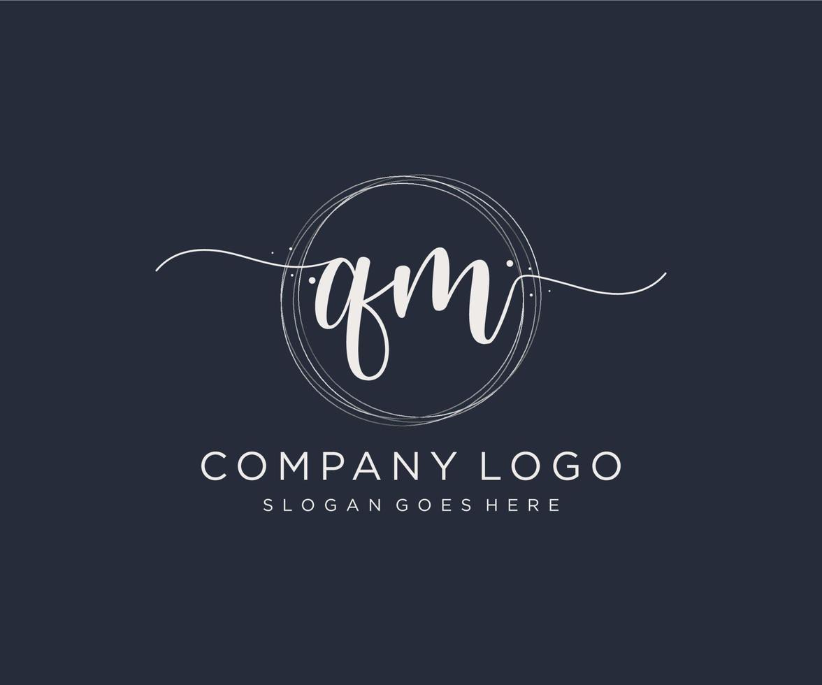 Initial QM feminine logo. Usable for Nature, Salon, Spa, Cosmetic and Beauty Logos. Flat Vector Logo Design Template Element.