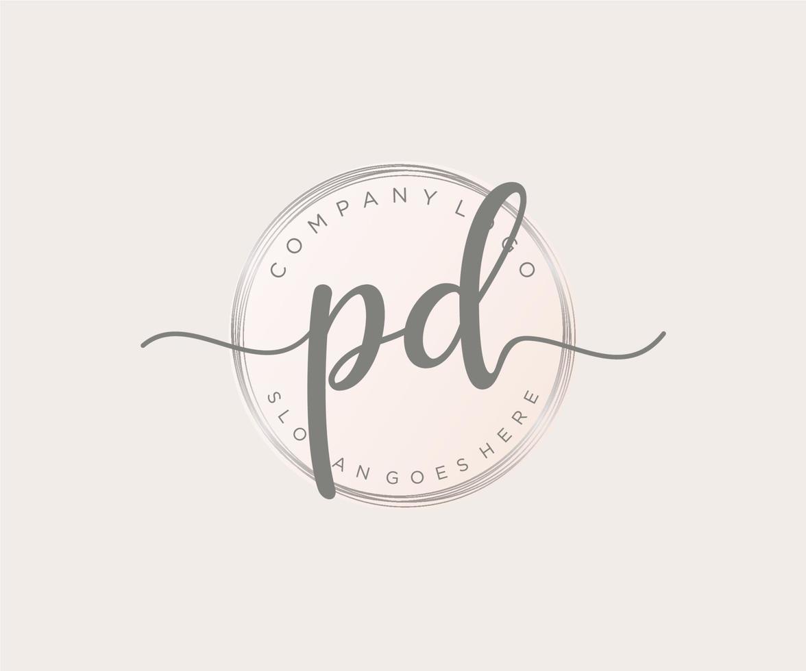 Initial PD feminine logo. Usable for Nature, Salon, Spa, Cosmetic and Beauty Logos. Flat Vector Logo Design Template Element.