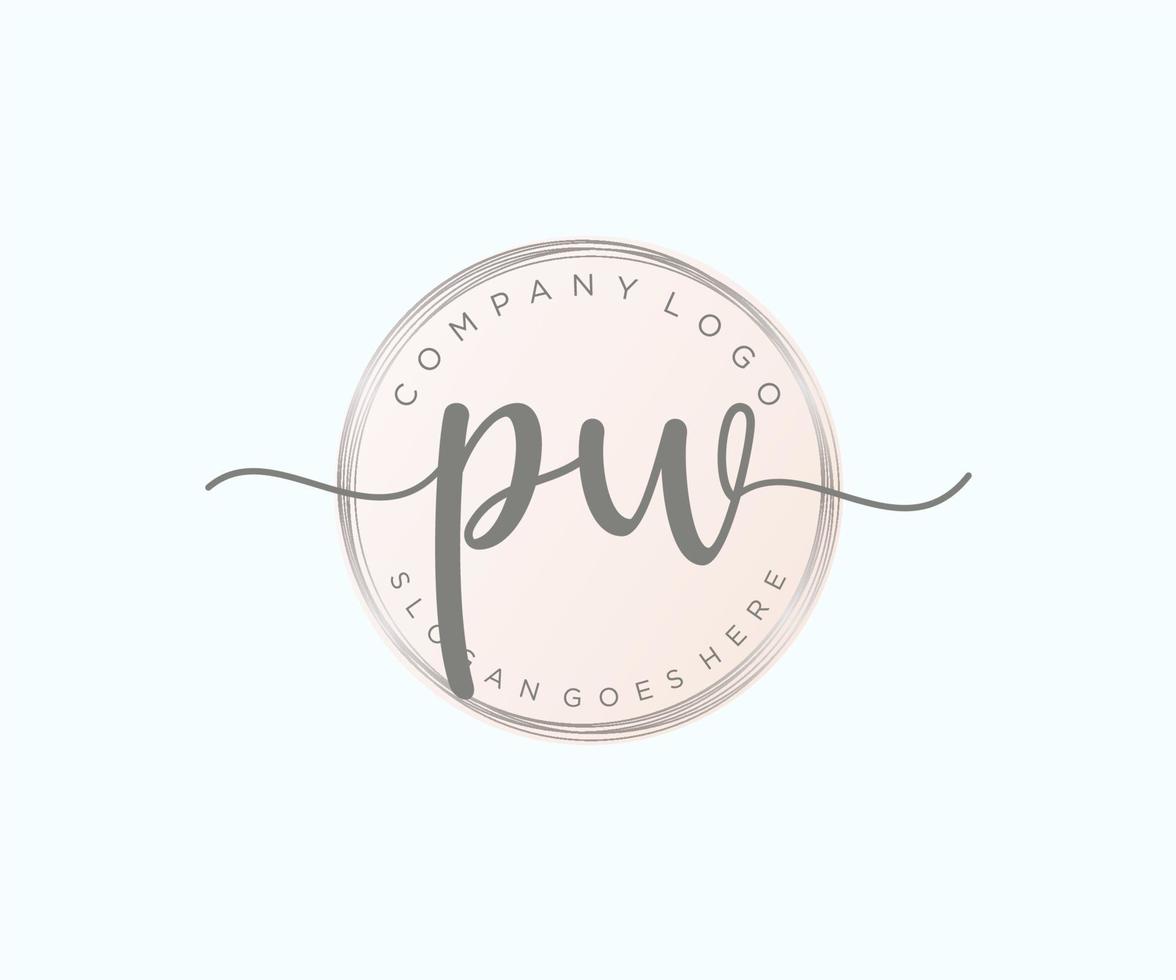 logotipo femenino pw inicial. utilizable para logotipos de naturaleza, salón, spa, cosmética y belleza. elemento de plantilla de diseño de logotipo de vector plano.