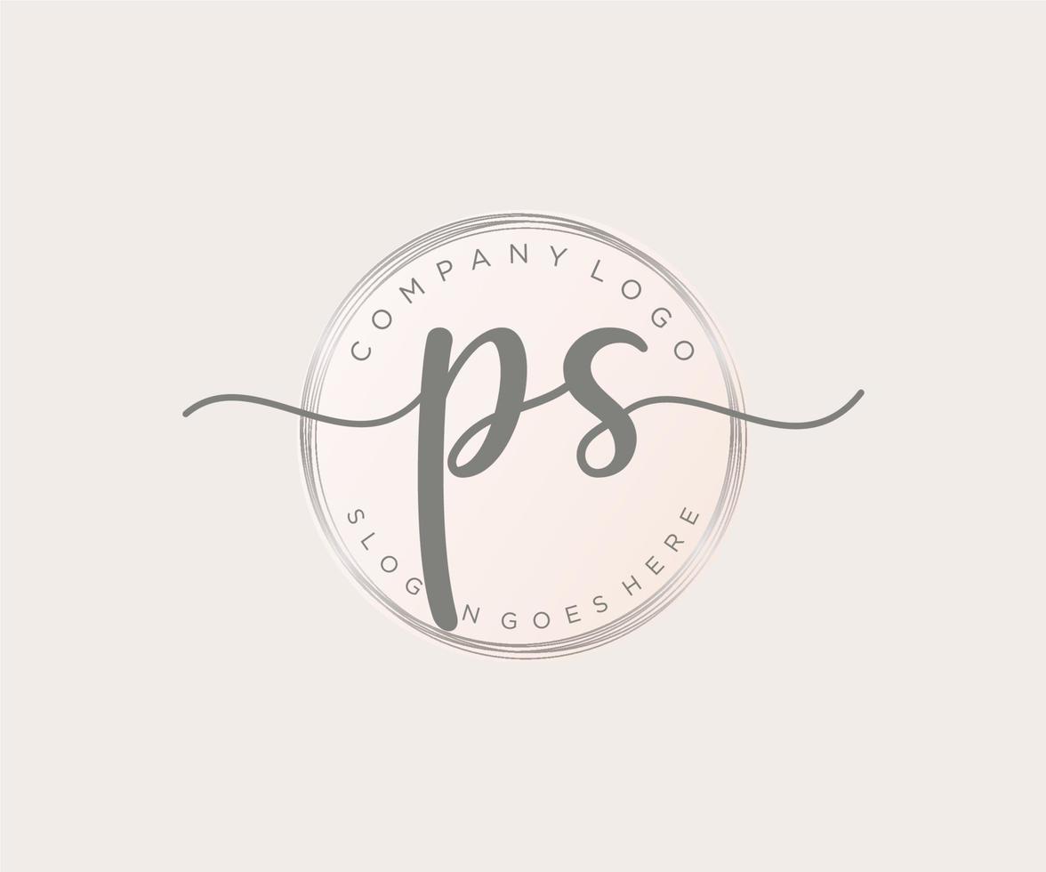 Initial PS feminine logo. Usable for Nature, Salon, Spa, Cosmetic and Beauty Logos. Flat Vector Logo Design Template Element.