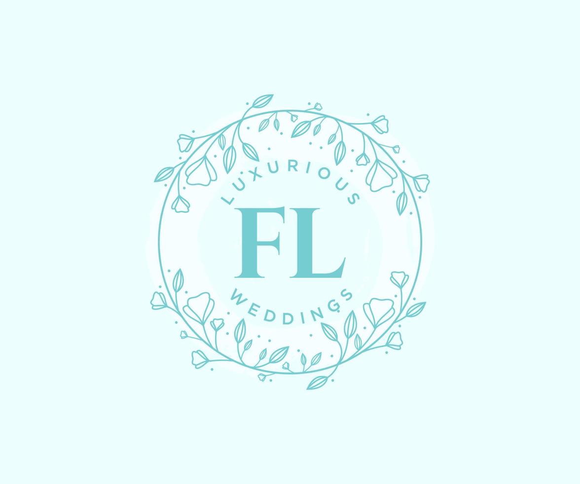 plantilla de logotipos de monograma de boda con letras iniciales fl, plantillas florales y minimalistas modernas dibujadas a mano para tarjetas de invitación, guardar la fecha, identidad elegante. vector