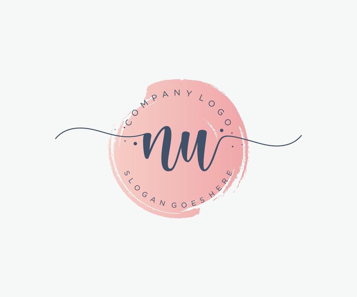 Initial NU feminine logo. Usable for Nature, Salon, Spa, Cosmetic and Beauty Logos. Flat Vector Logo Design Template Element.