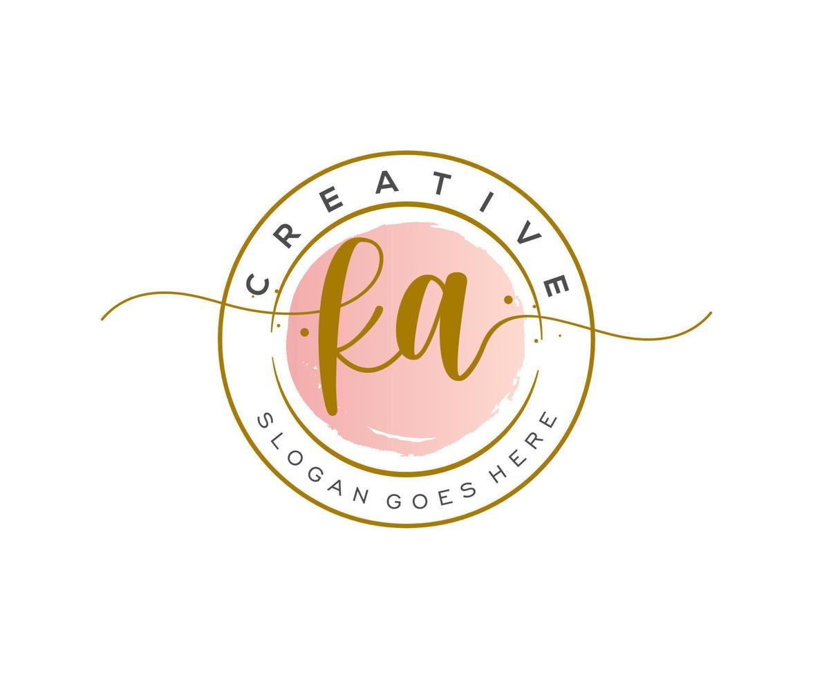 initial KA Feminine logo beauty monogram and elegant logo design, handwriting logo of initial signature, wedding, fashion, floral and botanical with creative template. vector