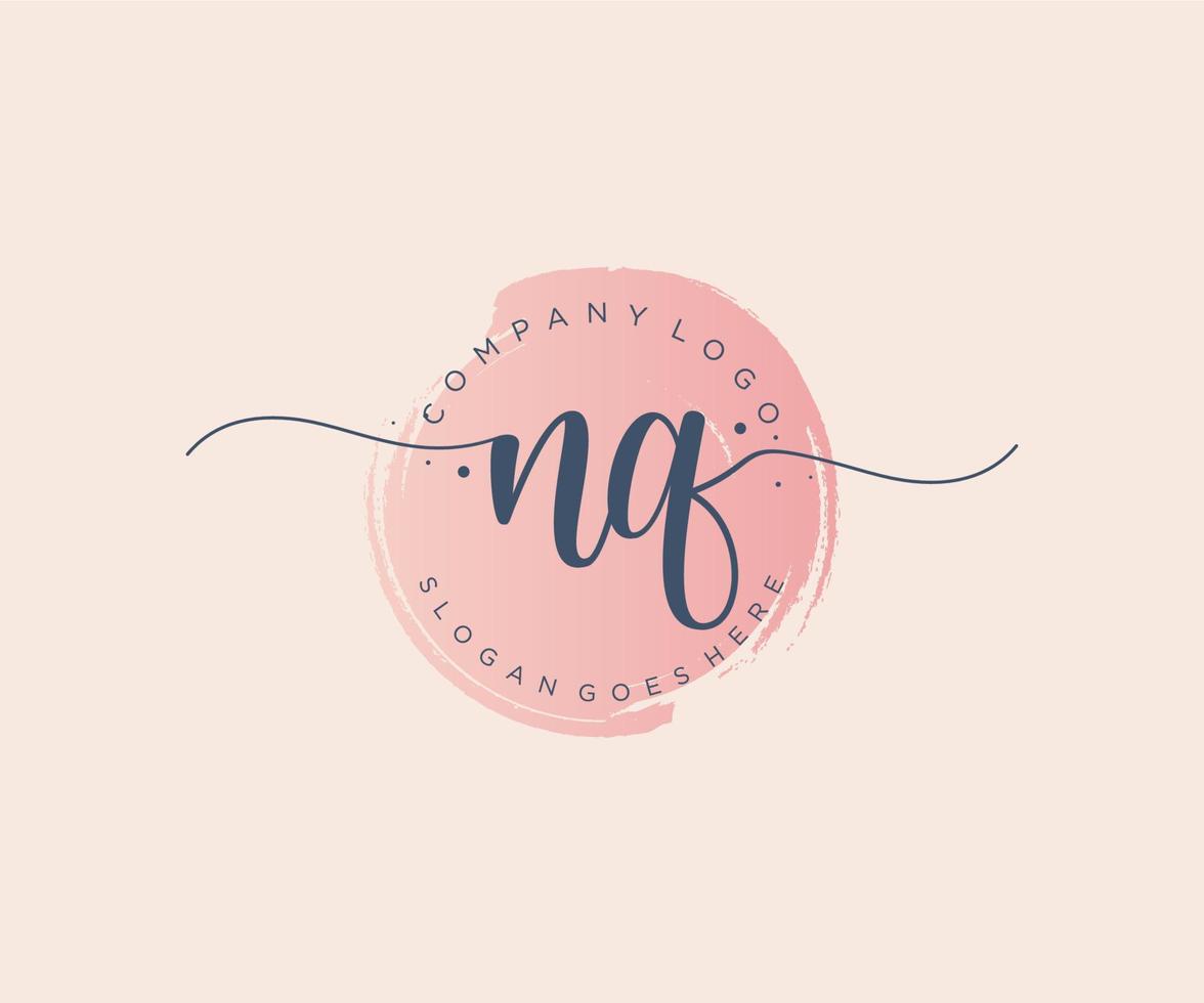 Initial NQ feminine logo. Usable for Nature, Salon, Spa, Cosmetic and Beauty Logos. Flat Vector Logo Design Template Element.