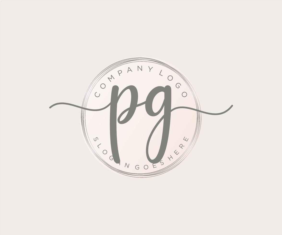 Initial PG feminine logo. Usable for Nature, Salon, Spa, Cosmetic and Beauty Logos. Flat Vector Logo Design Template Element.