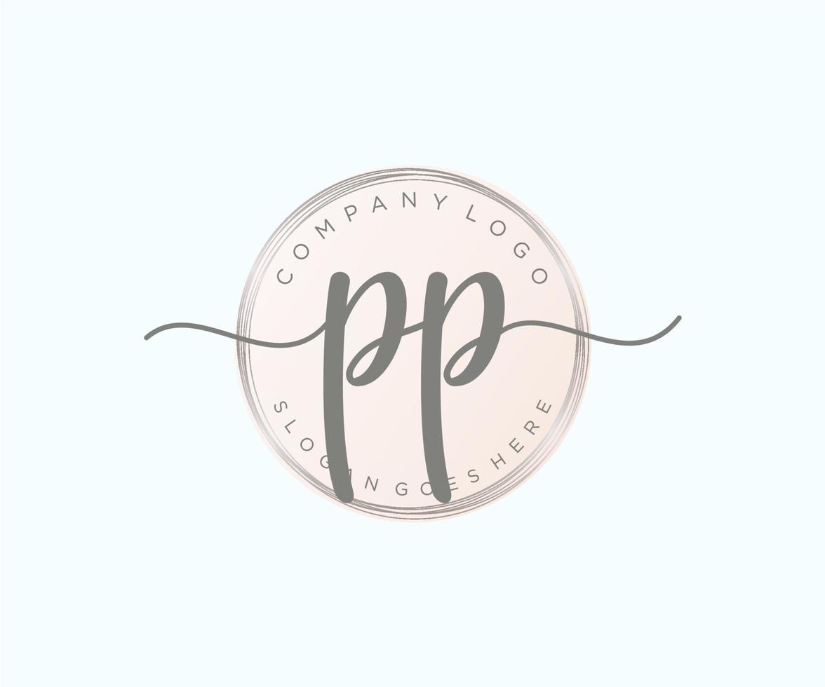 Initial PP feminine logo. Usable for Nature, Salon, Spa, Cosmetic and Beauty Logos. Flat Vector Logo Design Template Element.