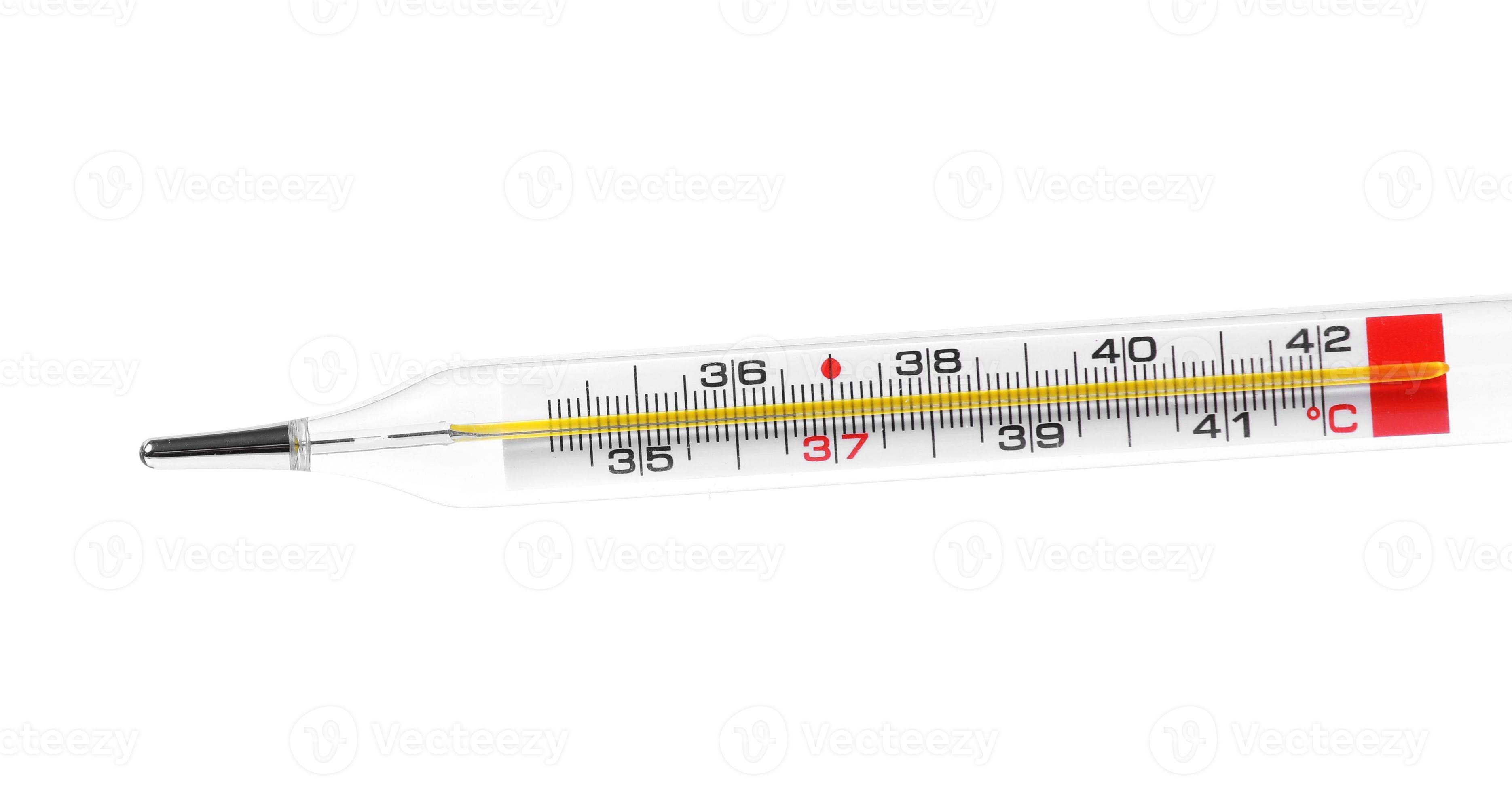 mercury thermometer, isolated on white background. glass thermometer