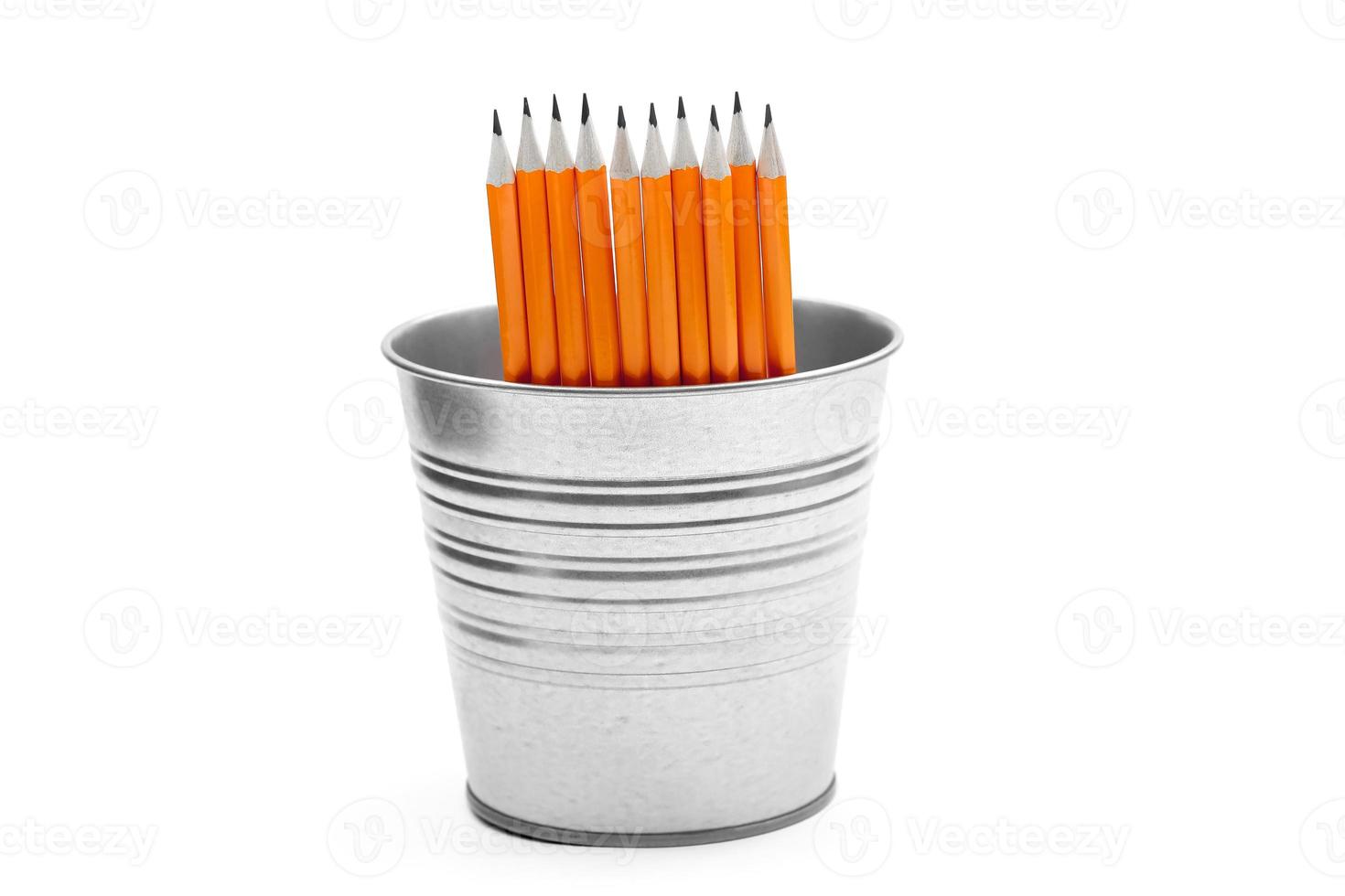 pencils on a white background in a bucket photo