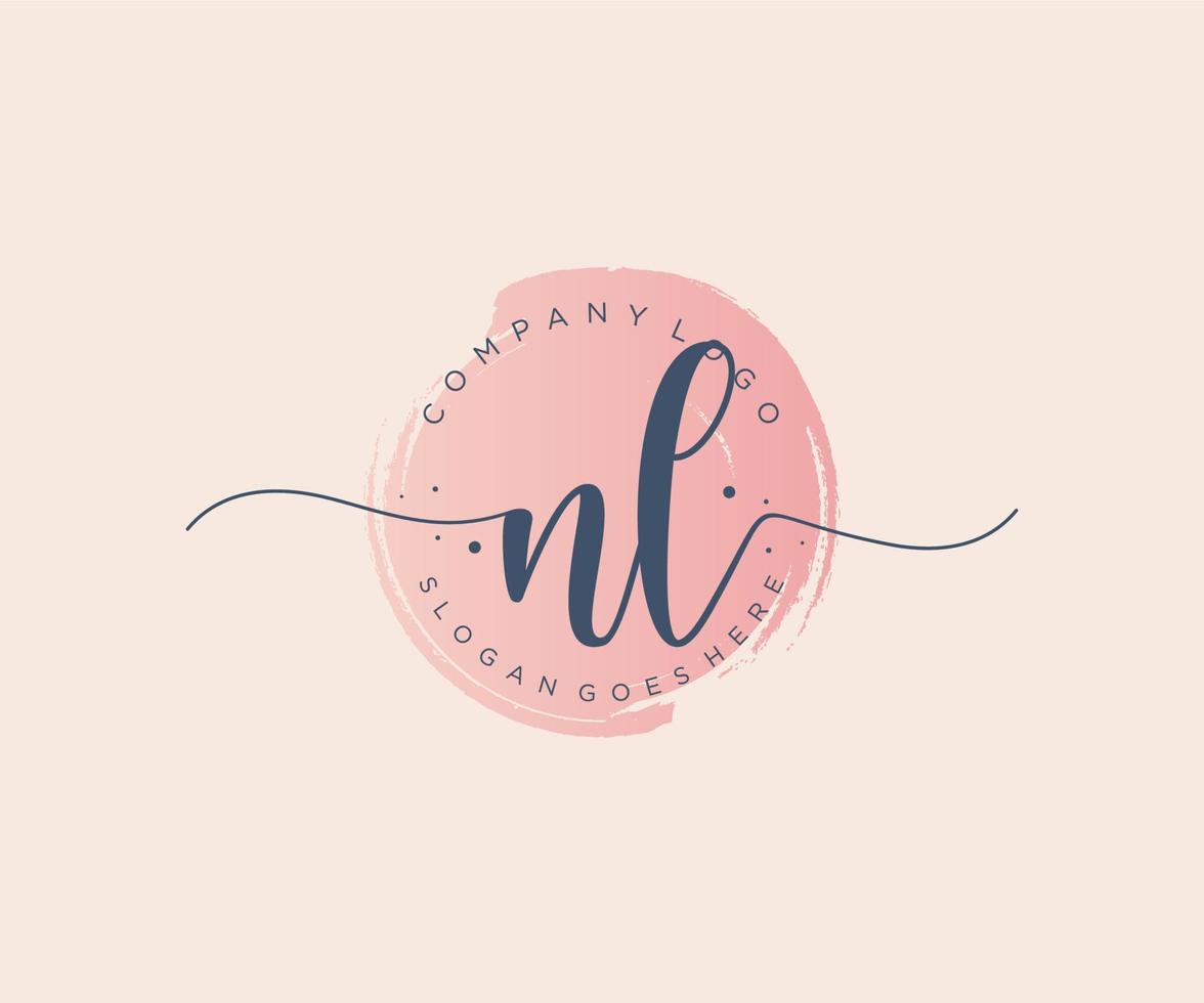 Initial NL feminine logo. Usable for Nature, Salon, Spa, Cosmetic and Beauty Logos. Flat Vector Logo Design Template Element.