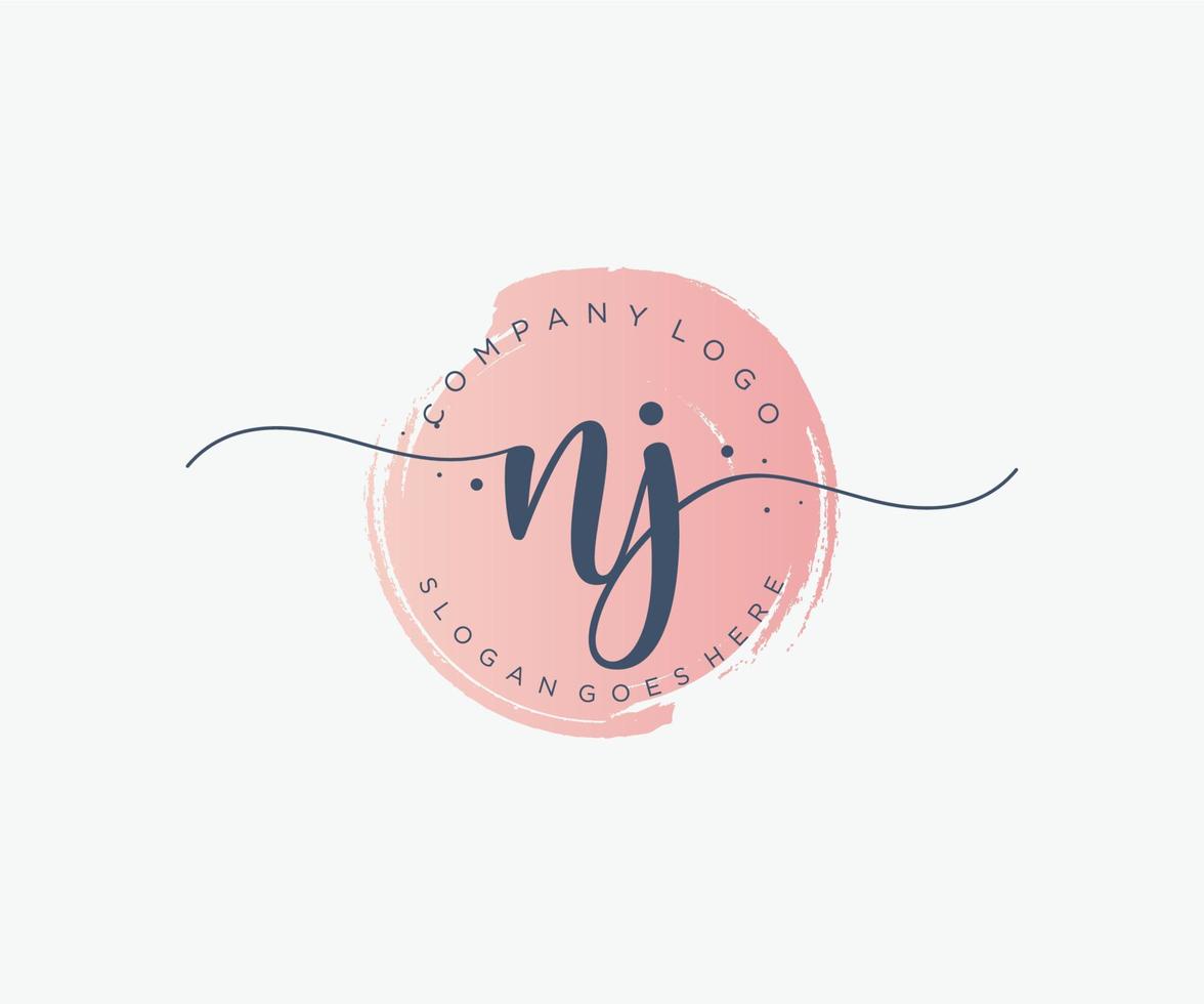Initial NJ feminine logo. Usable for Nature, Salon, Spa, Cosmetic and Beauty Logos. Flat Vector Logo Design Template Element.