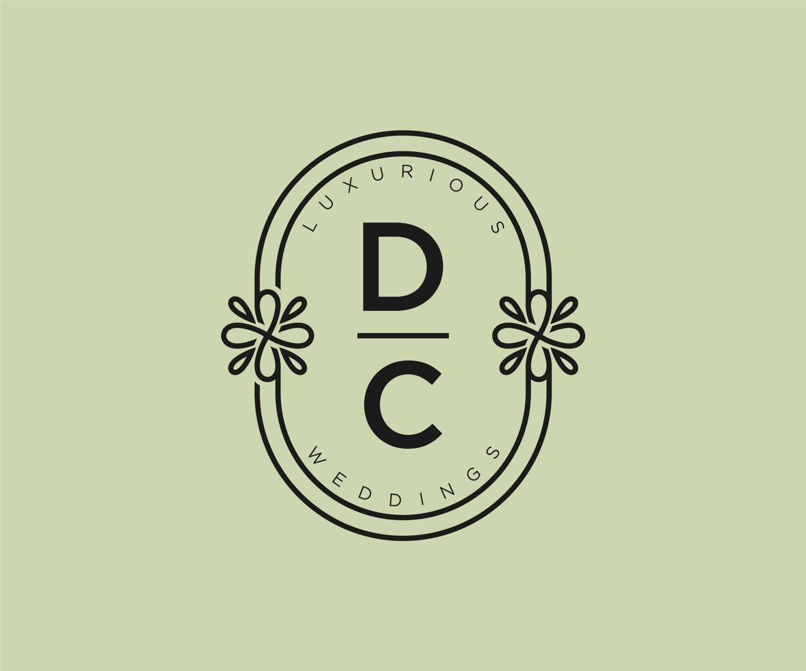 DC Initials letter Wedding monogram logos template, hand drawn modern minimalistic and floral templates for Invitation cards, Save the Date, elegant identity. vector