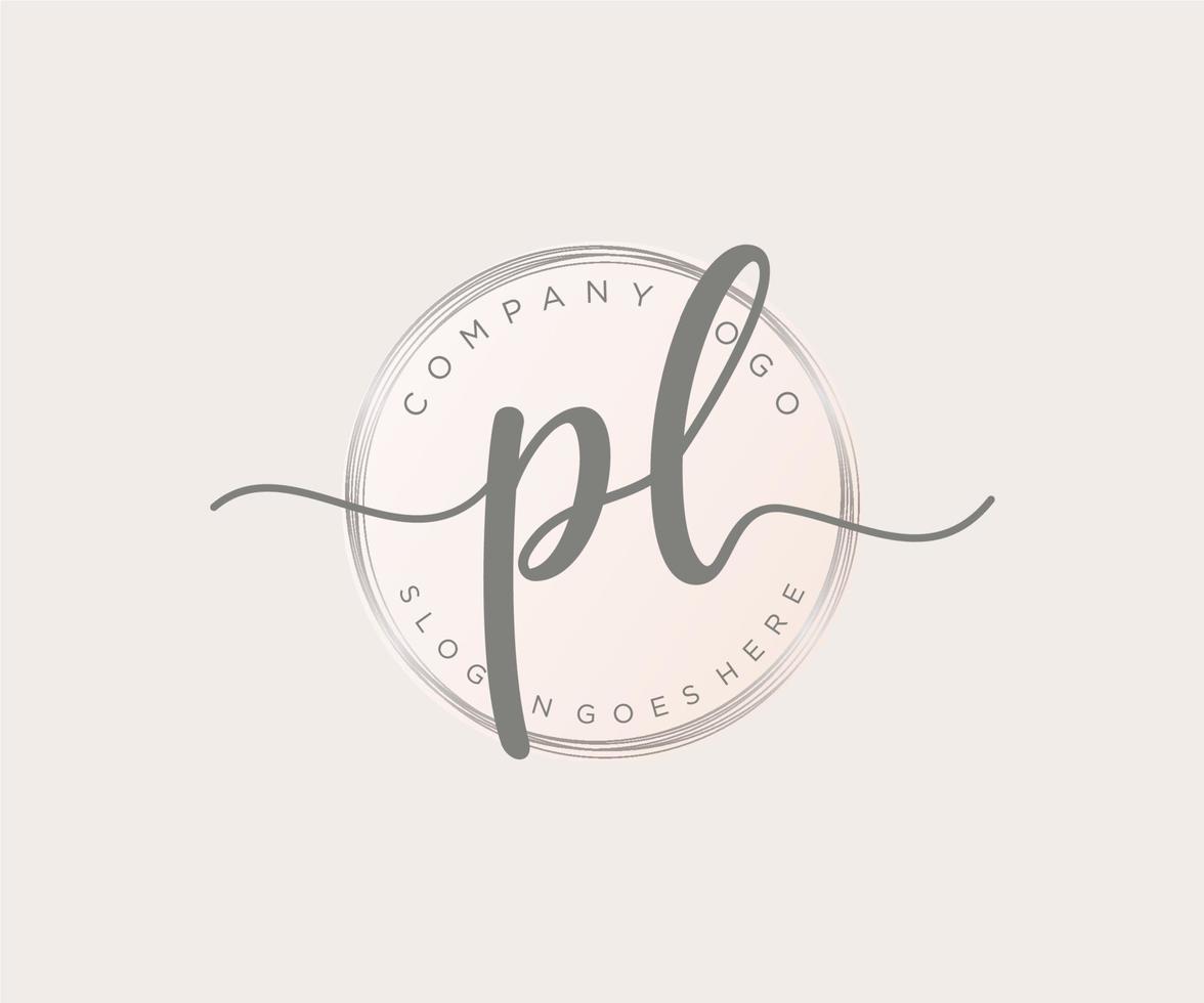 Initial PL feminine logo. Usable for Nature, Salon, Spa, Cosmetic and Beauty Logos. Flat Vector Logo Design Template Element.