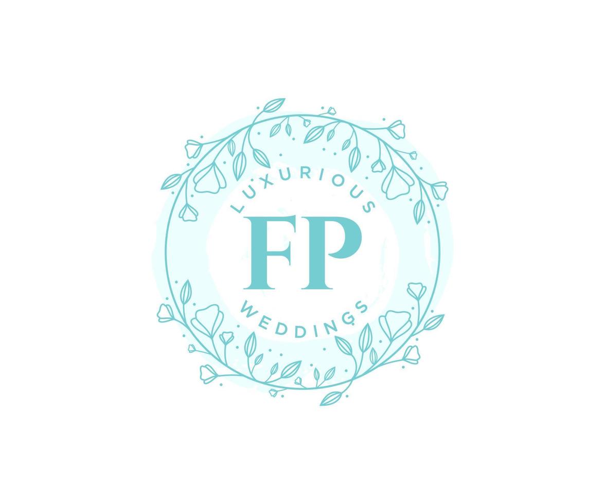 FP Initials letter Wedding monogram logos template, hand drawn modern minimalistic and floral templates for Invitation cards, Save the Date, elegant identity. vector