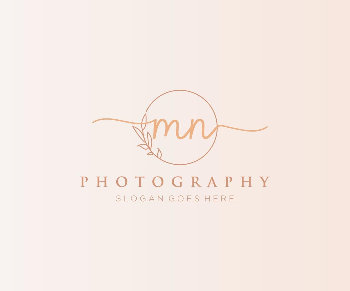 Initial MN feminine logo. Usable for Nature, Salon, Spa, Cosmetic and Beauty Logos. Flat Vector Logo Design Template Element.