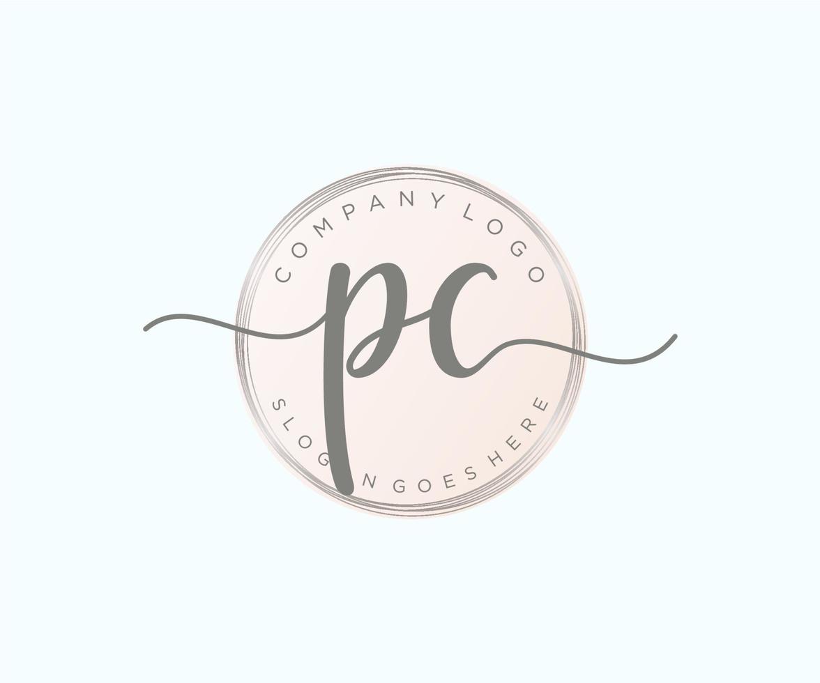 Initial PC feminine logo. Usable for Nature, Salon, Spa, Cosmetic and Beauty Logos. Flat Vector Logo Design Template Element.