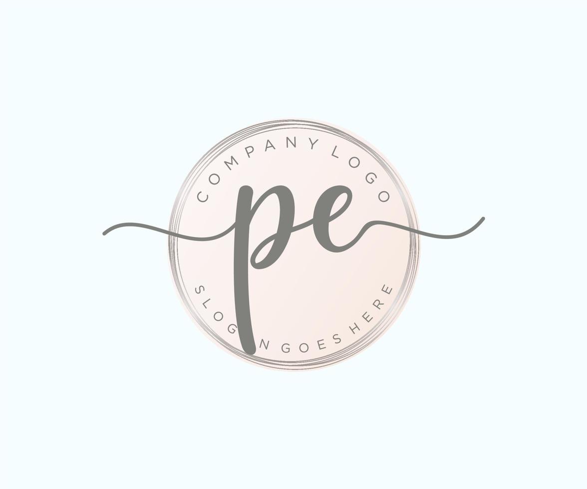 Initial PE feminine logo. Usable for Nature, Salon, Spa, Cosmetic and Beauty Logos. Flat Vector Logo Design Template Element.
