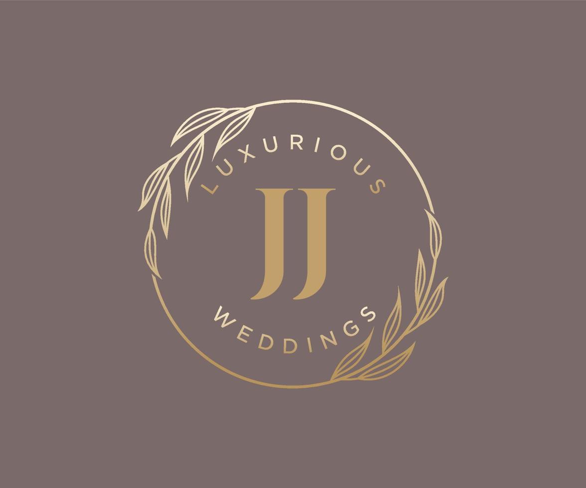 plantilla de logotipos de monograma de boda con letras iniciales jj, plantillas florales y minimalistas modernas dibujadas a mano para tarjetas de invitación, guardar la fecha, identidad elegante. vector