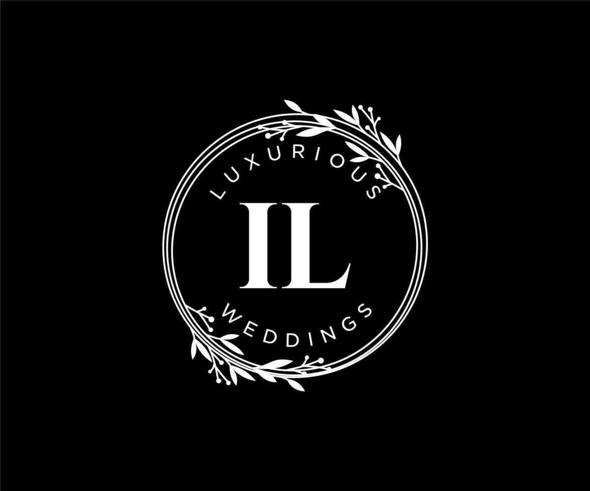 IL Initials letter Wedding monogram logos template, hand drawn modern minimalistic and floral templates for Invitation cards, Save the Date, elegant identity. vector