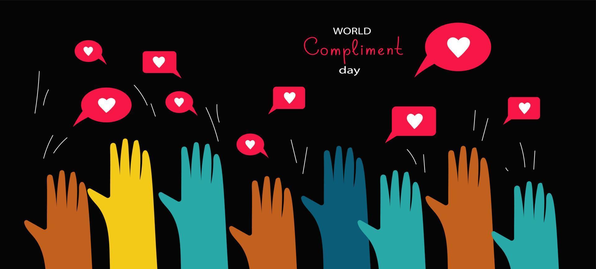 People exchange positive emotions and messages, compliment day vector