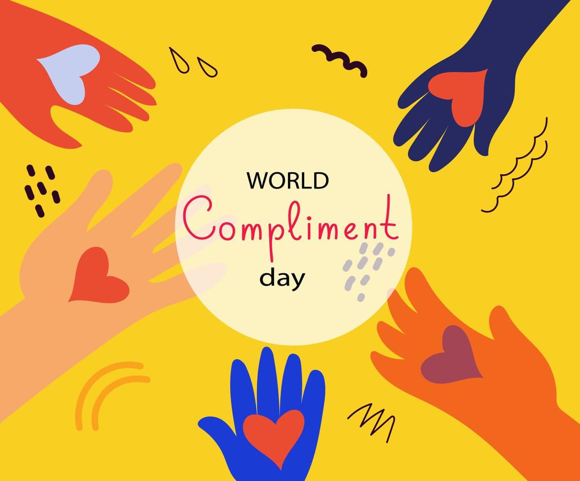 People exchange positive emotions and messages, compliment day vector