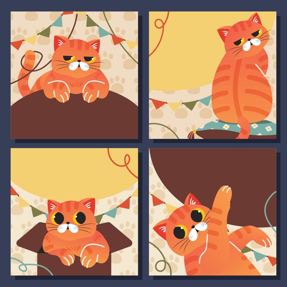 Orange Tabby Cat Social Media Post Template vector