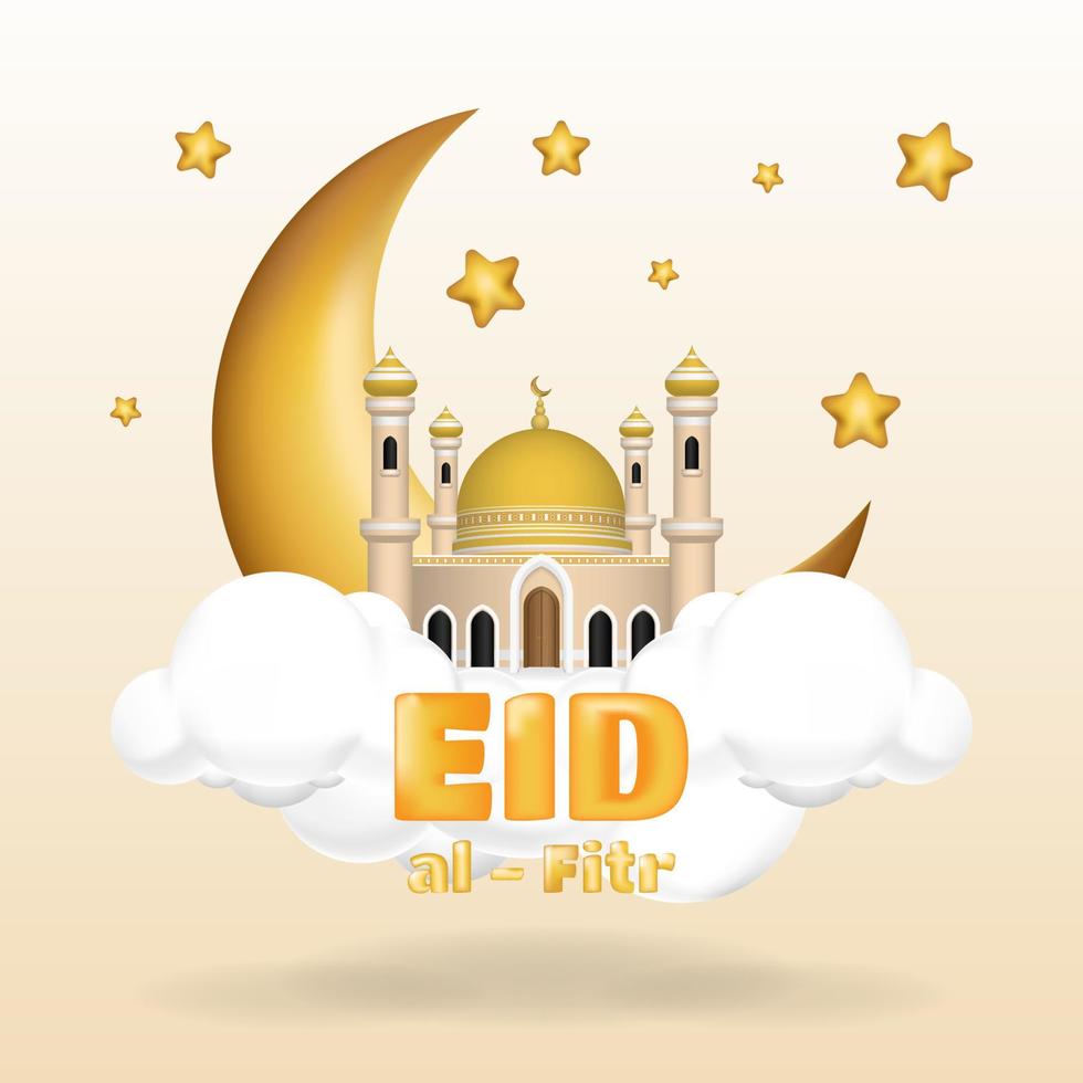 3d eid Alabama fitr saludo póster vector