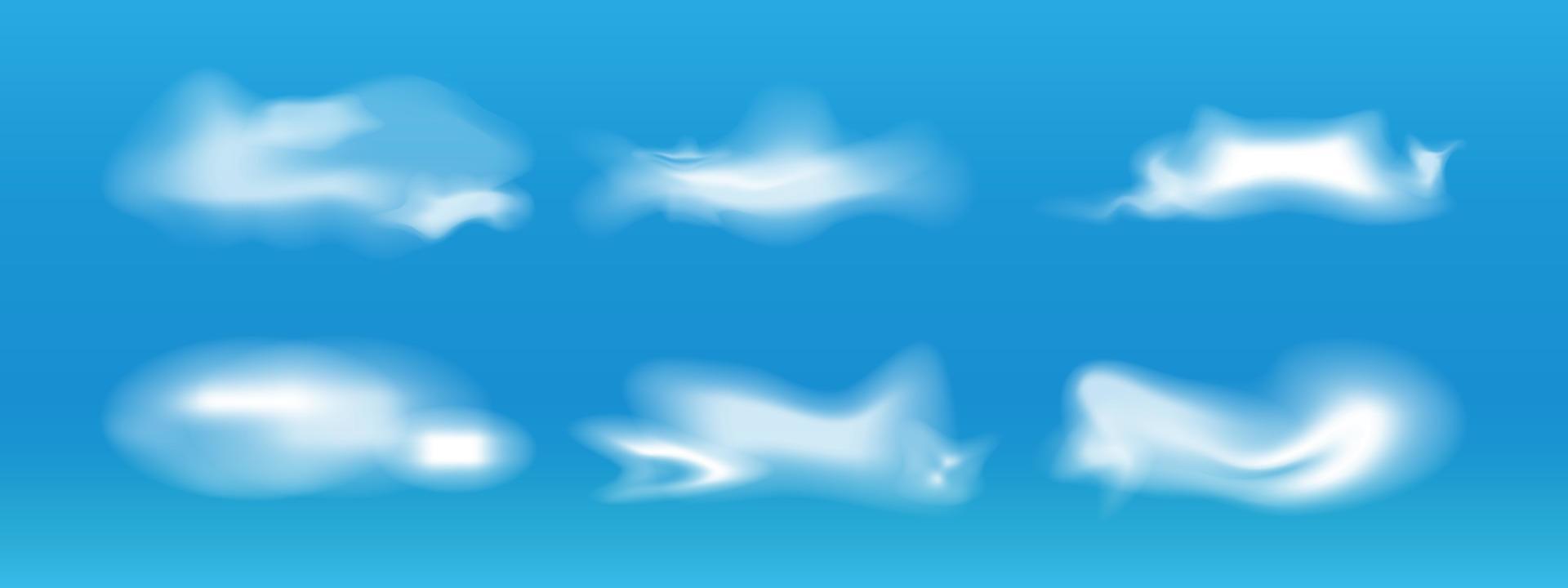 conjunto de seis realista mullido nubes vector elementos