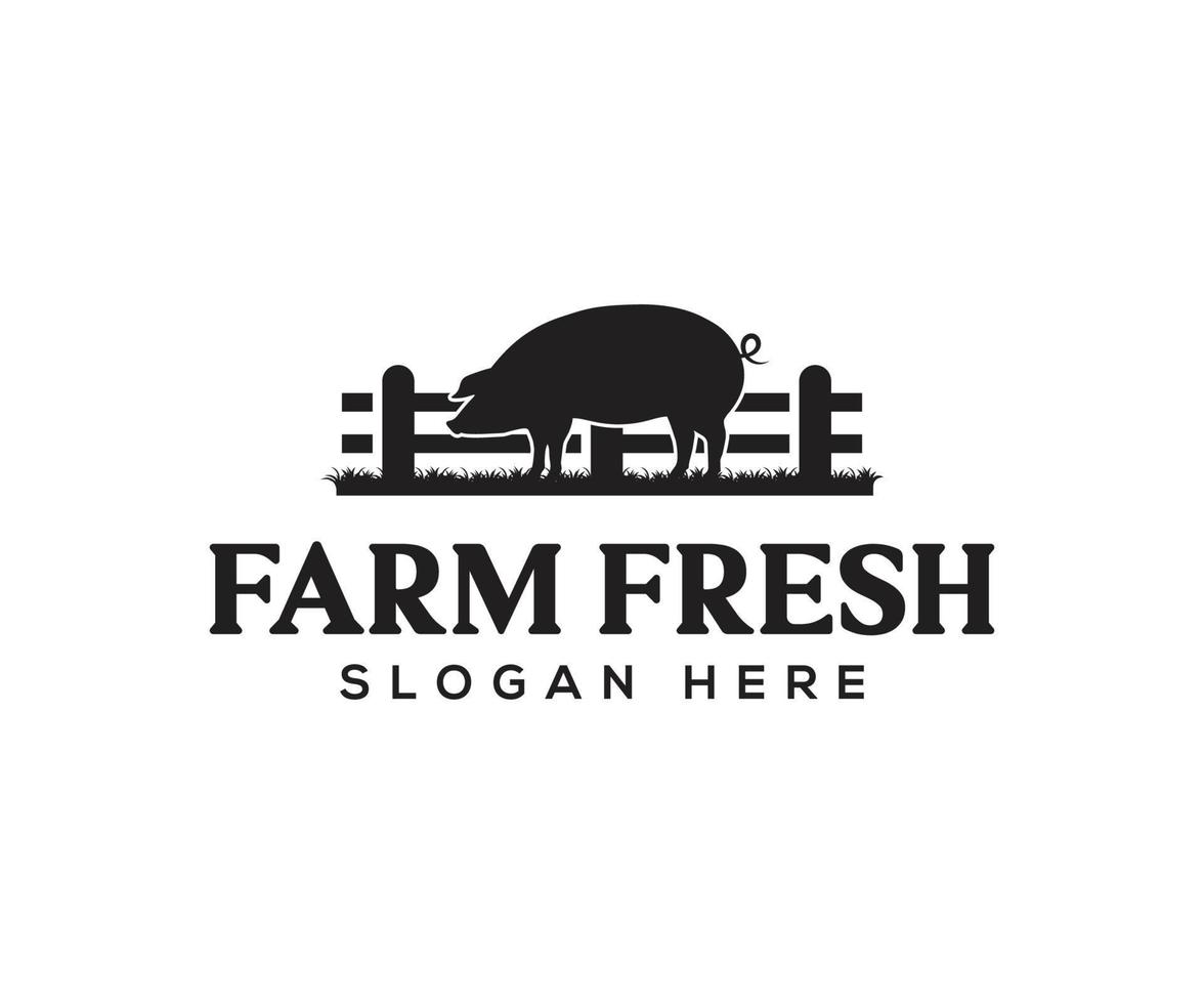 Pig farm logo design template. Animal farm. Pig logo design inspiration vector