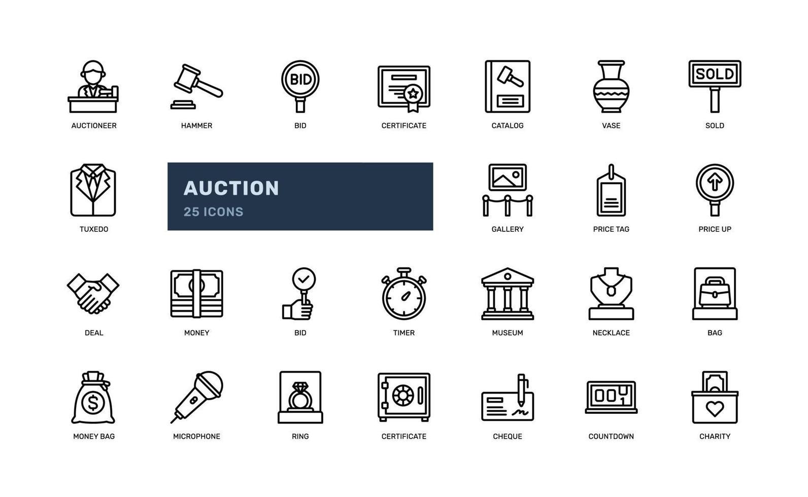 Catalogue icons set. Outline set of catalogue vector icons for web