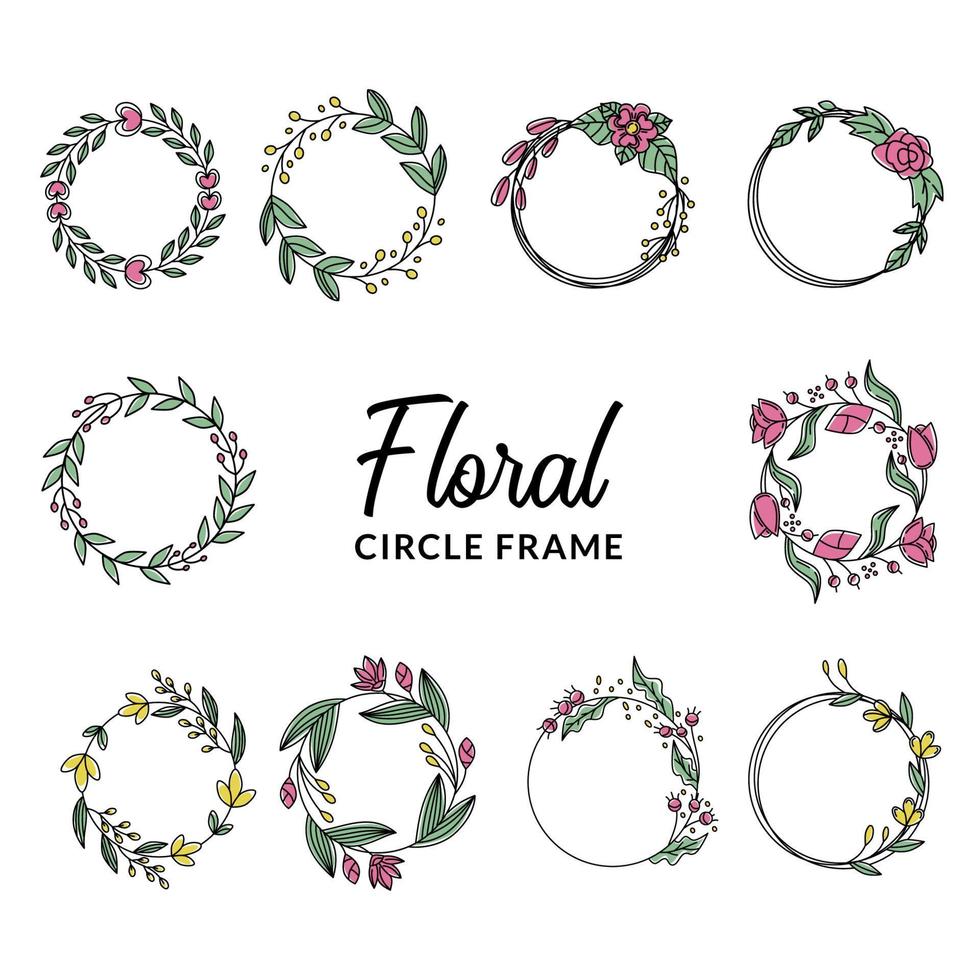 dibujado a mano garabatear circulo marco floral hojas flor Clásico estilo para romántico naturaleza vector