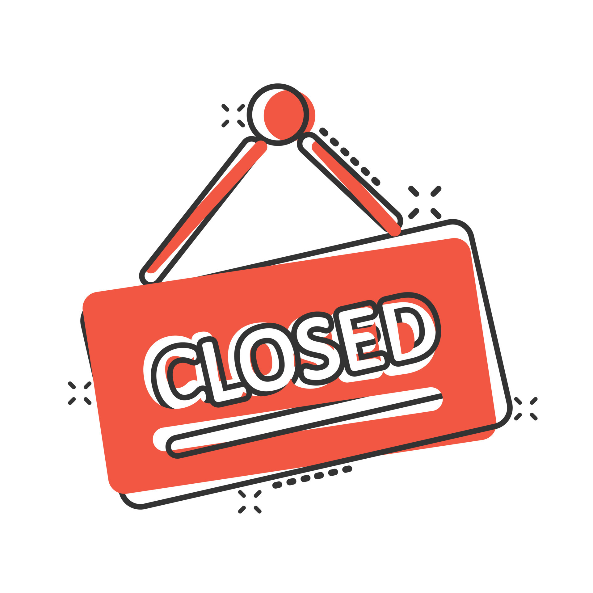 Closed sign icon in comic style. Accessibility cartoon vector illustration  on white isolated background. Message splash effect business concept.  20024231 Vector Art at Vecteezy