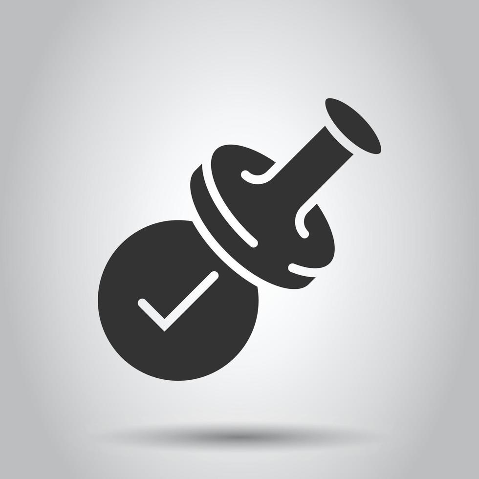 Approve stamp icon in flat style. Accept check mark vector illustration on white isolated background. Approval choice business concept.