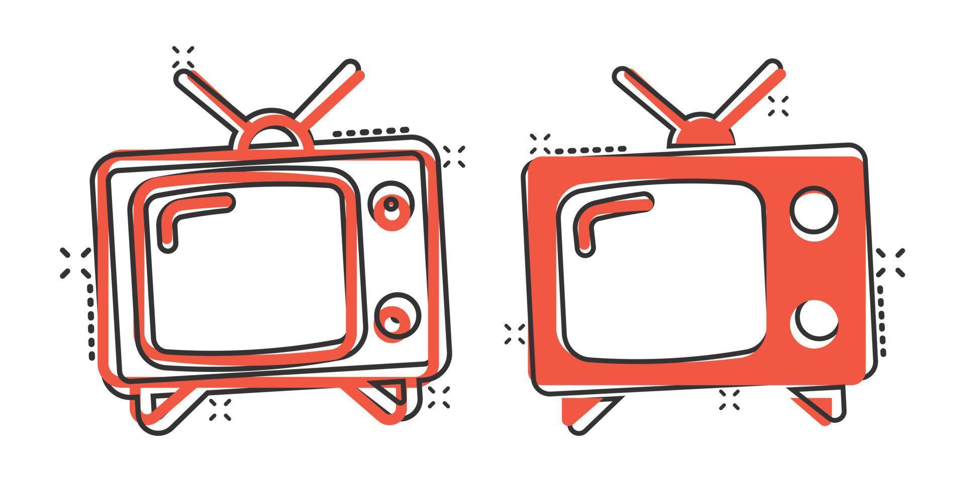 icono de vector de pantalla de tv retro en estilo cómico. vieja ilustración  de dibujos animados