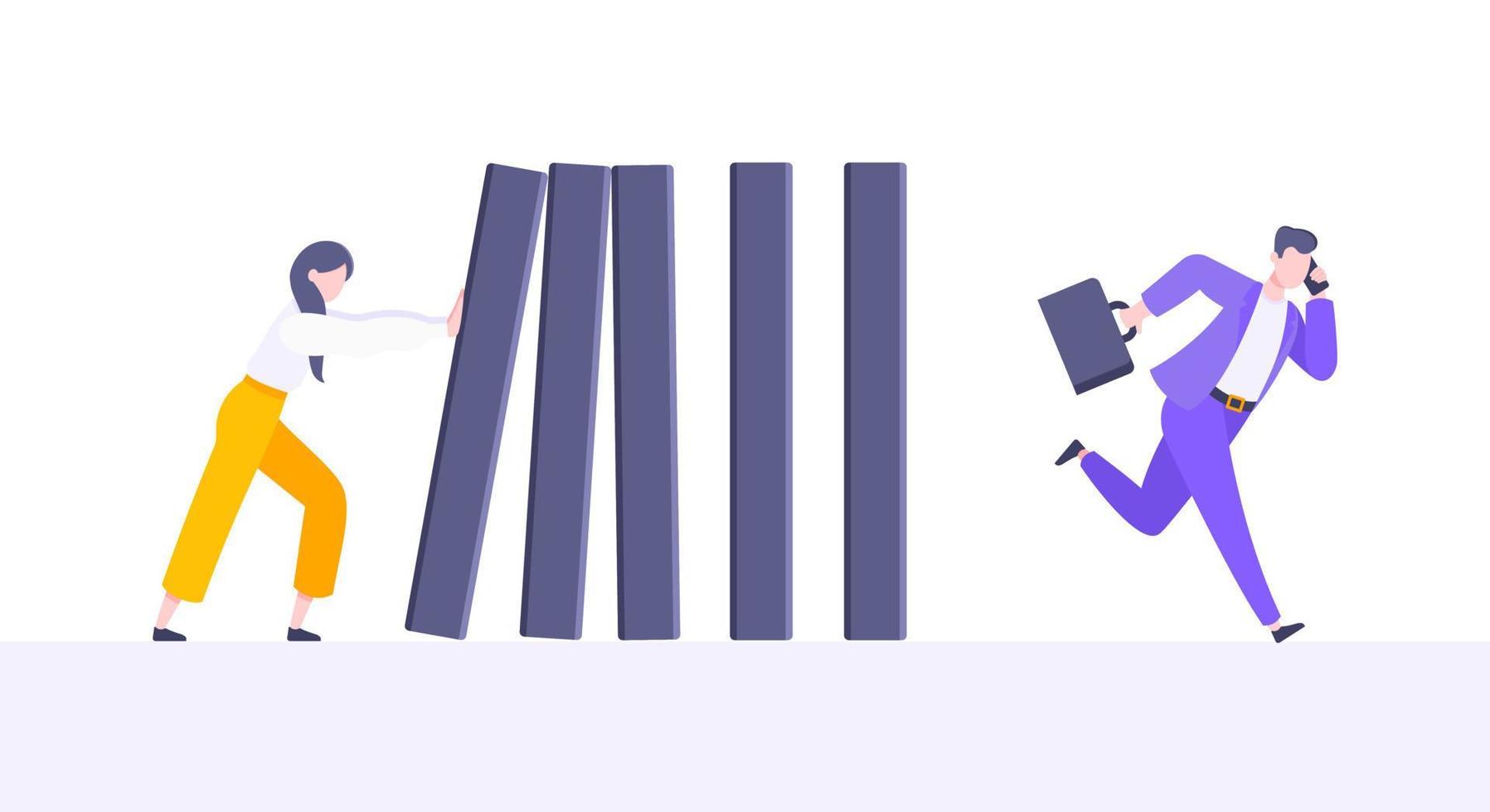 Business resilience or domino effect metaphor vector illustration concept.