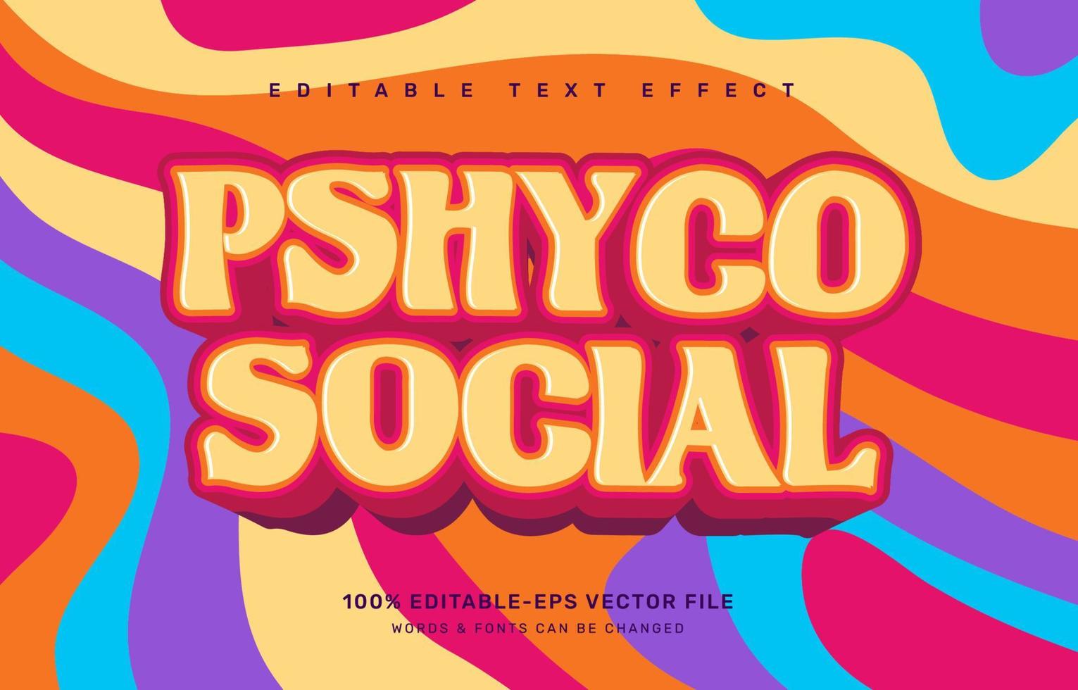 Pshyco social, groovy quote editable text effect template vector