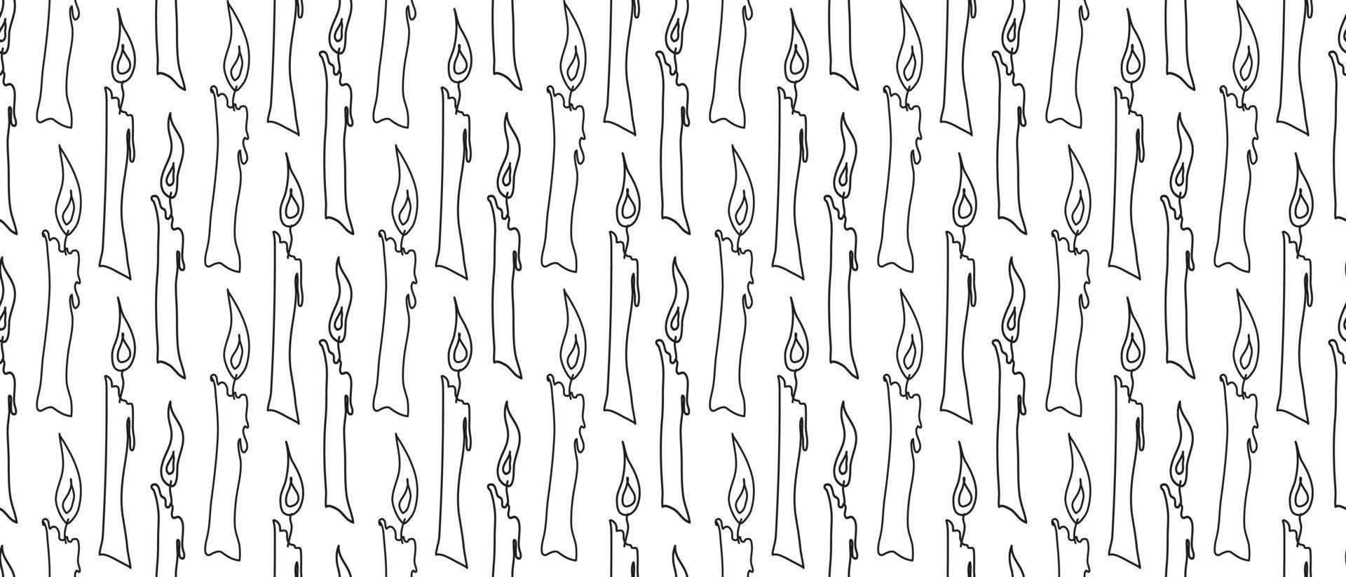 Seamless pattern with candles. Doodle Vector Illustration. Wax candle repeat pattern.