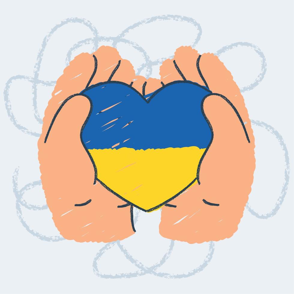 par de manos participación un corazón forma ayuda Ucrania vector