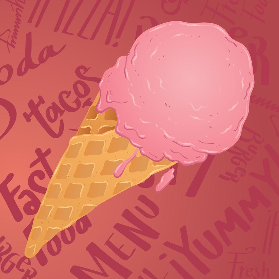 Isolated colored ice cream Fast food Vector